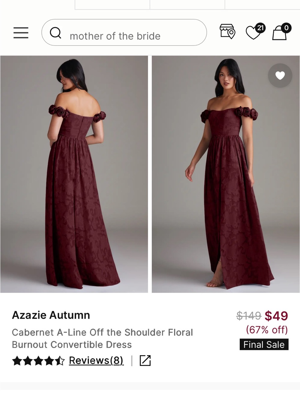 Azazie Autumn Dress in Terracotta - Picture 4 of 4